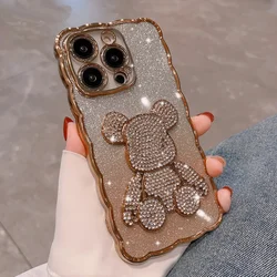 Sparkling Diamond Cute Bear Suitable for iPhone 11 14 12 13 Pro Max   15 Pro XR Xs Max 15 8 7 Plus Phone Case