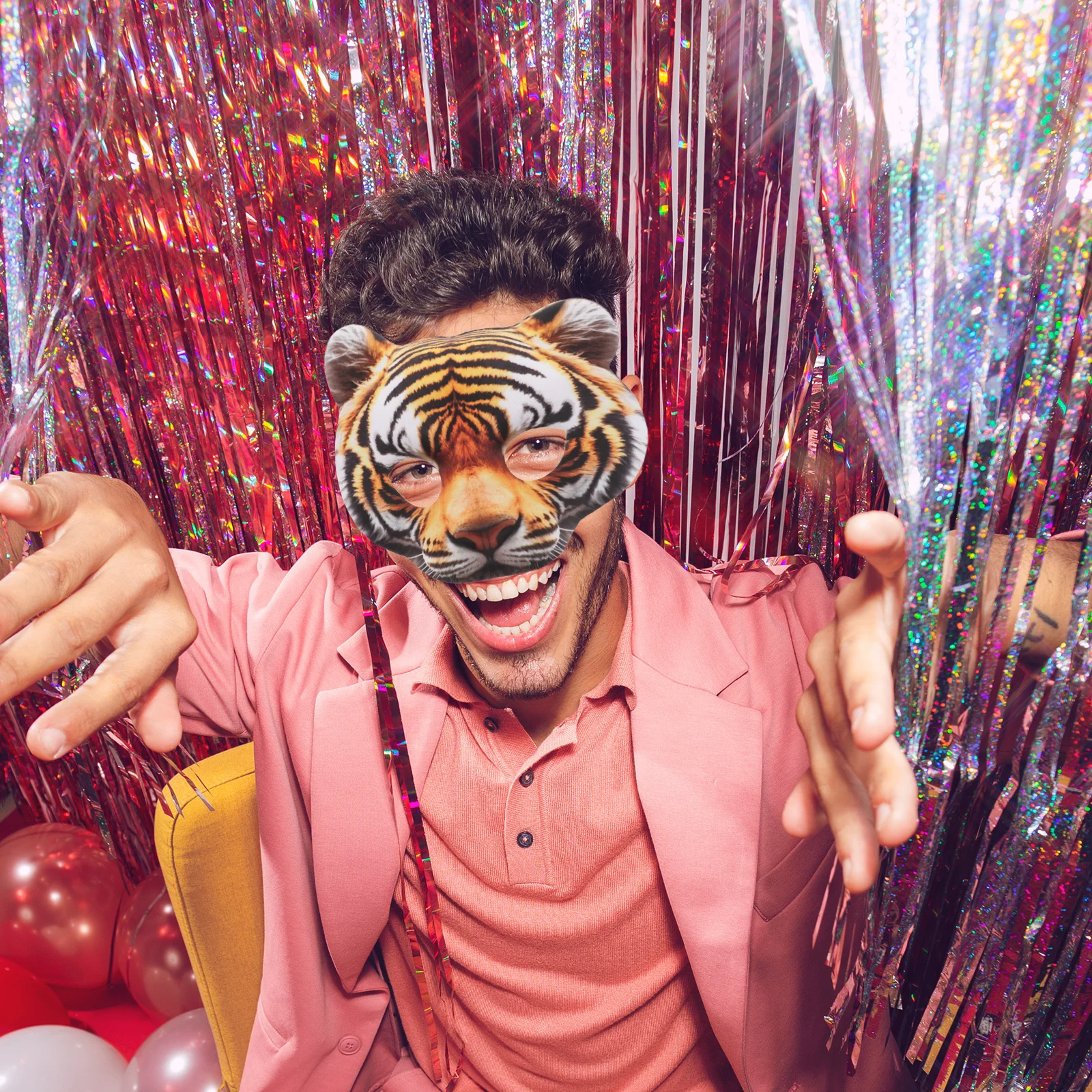 

Tiger Mask Eva Half Face Realistic for Adults Carnival Masquerade Cosplay Costume Photo Prop Tiger Face Mask