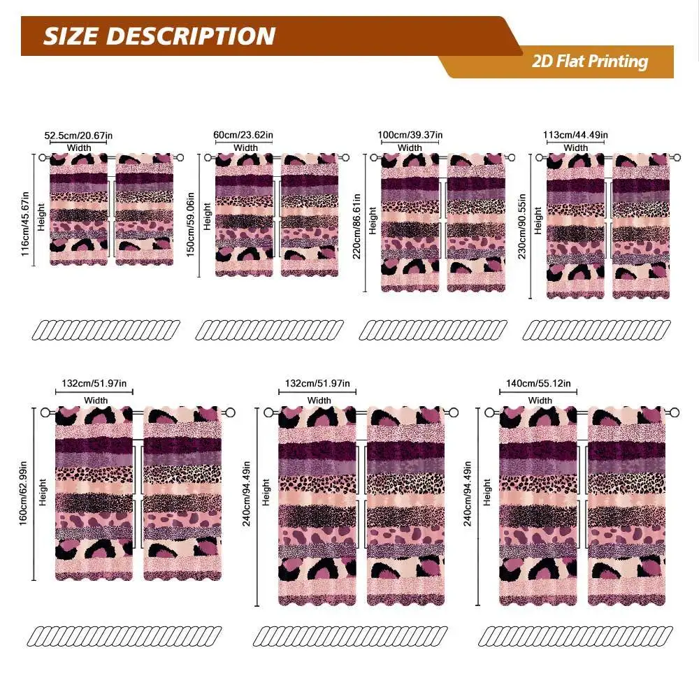 Pinkish purple leopard print pattern Print Drapes Room Darkening Window Curtains Home Decor,Rod Pocket Blackout Curtains Bedroom