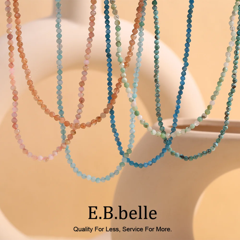 E.B.belle Natural Stone Amazonite Necklace Hypoallergenic 18K Gold Plated Jewelry 316L Stainless Steel Accessories