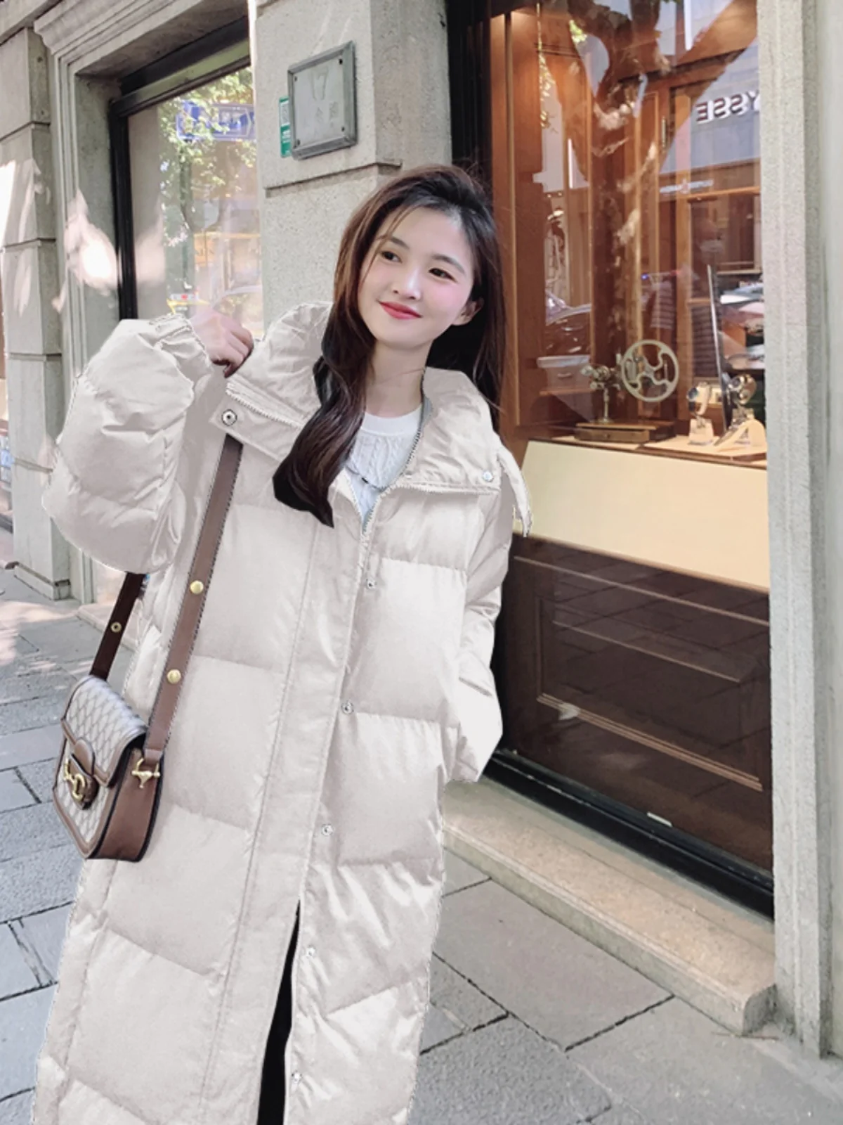 

Women's Long Thiened Cotton Jaet 2023 New Sle Korean Loose Winter Coat for Students Commute Simple Straight Cut Polyester