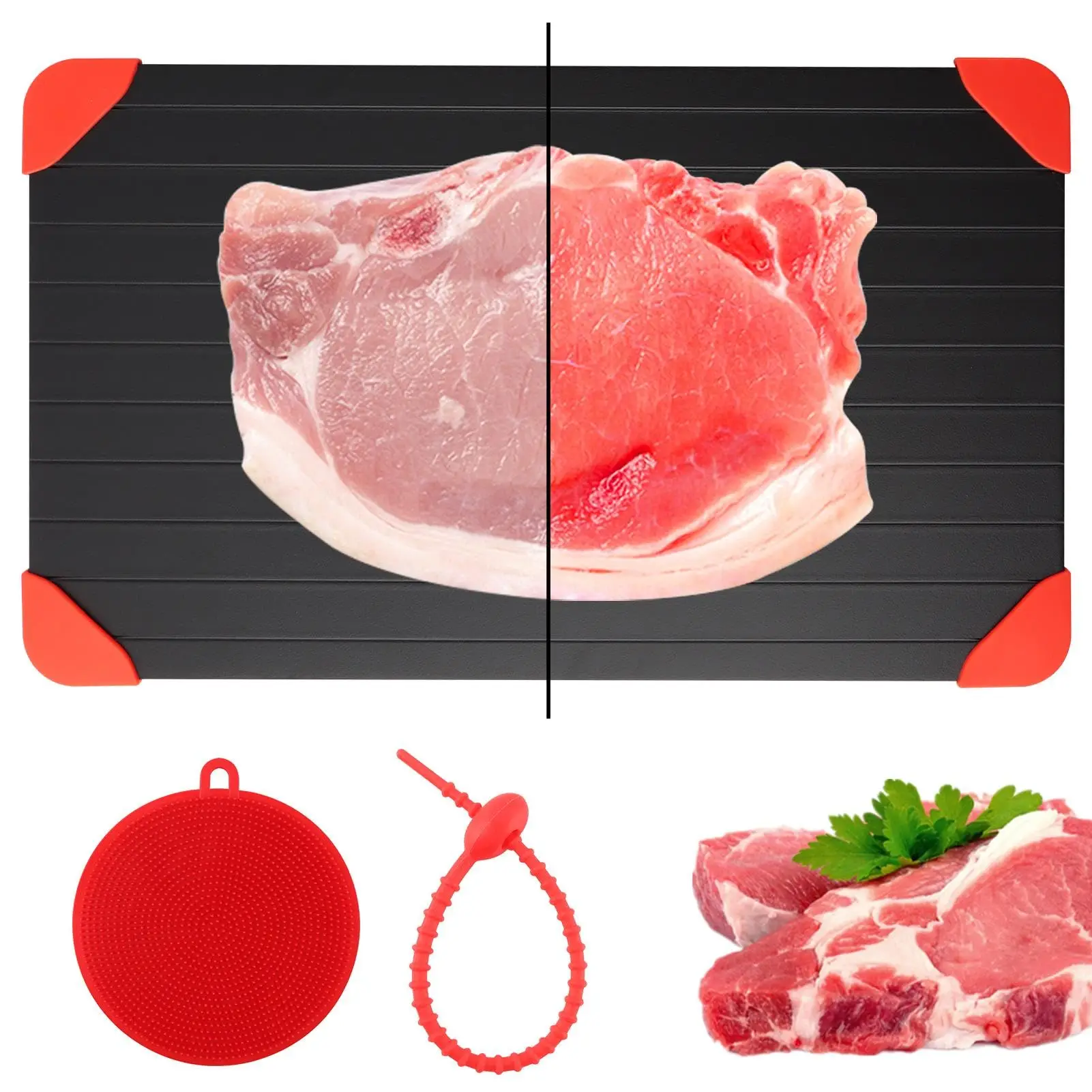 

Defrosting Tray for Frozen Meat, Rapid Natural Heating Defroster Board, Large Size Defroster Plate Safer Way of Thawing Food