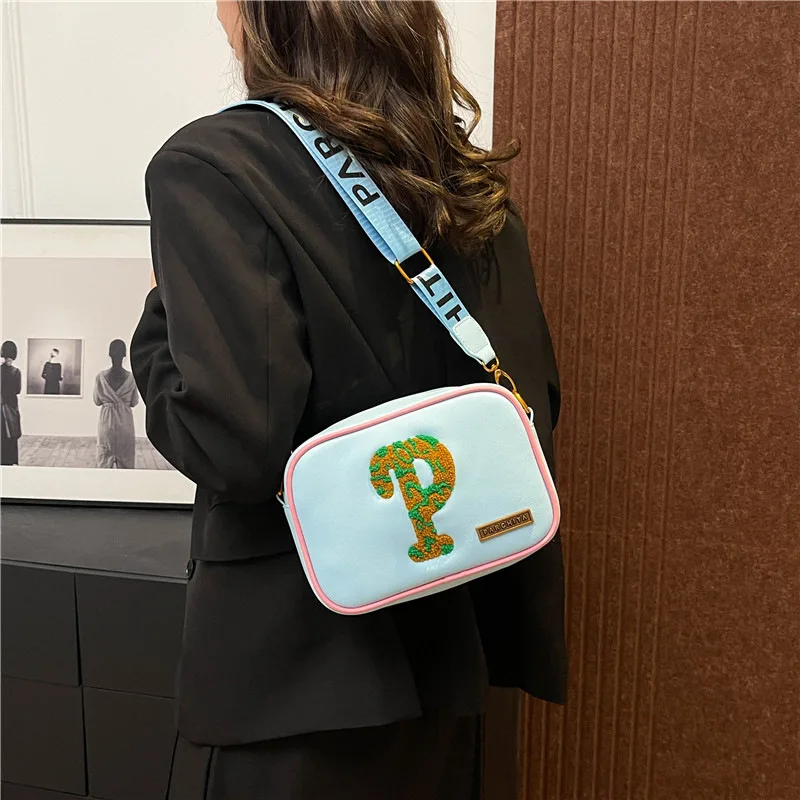 ​Designer Inspired 2025 Women's Crossbody Bag, Trendy Letter Print Shoulder Purse, Chic Minimalist Solid Color for Daily Use​