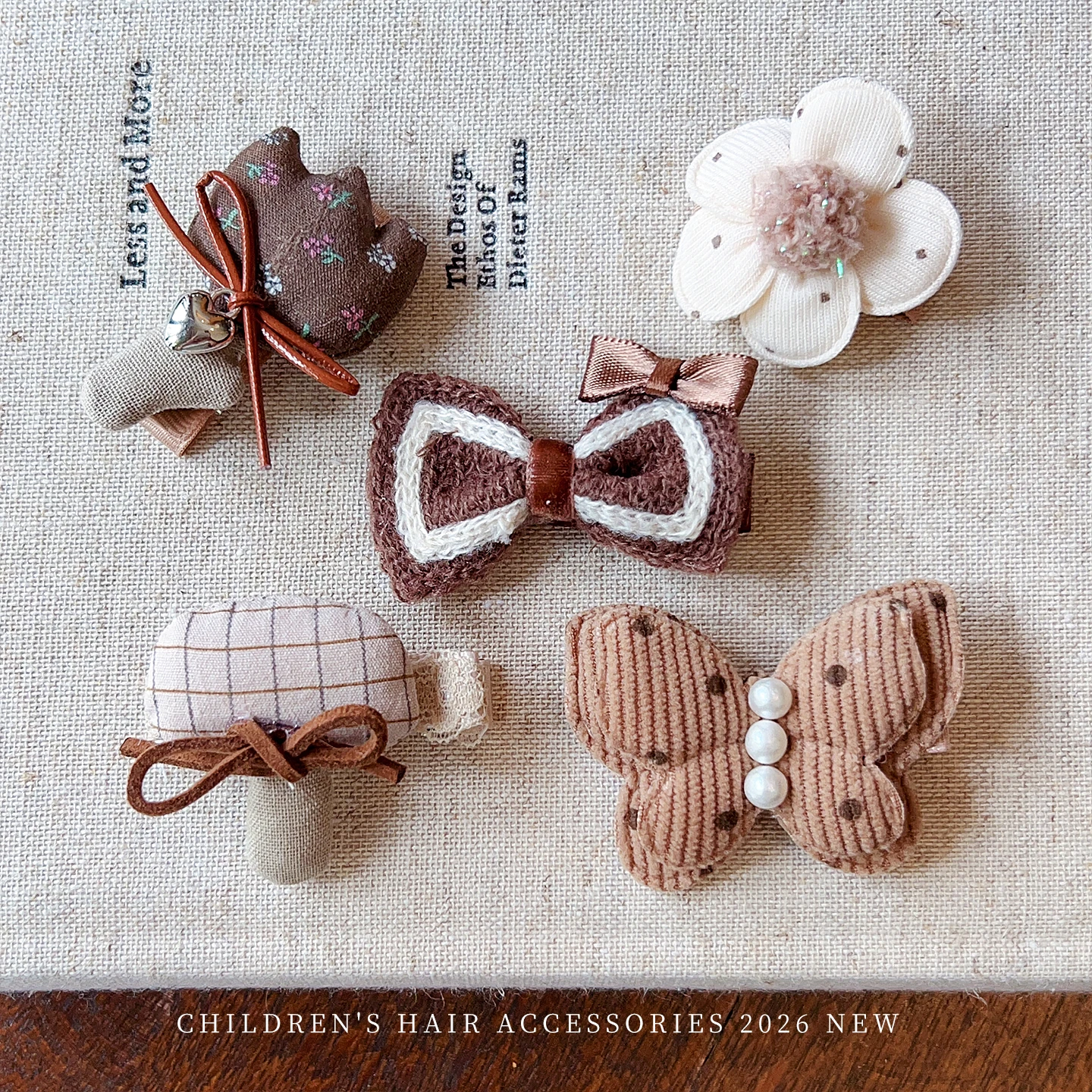 Stoff-Haarspangen-Set für Kleinkind-Mädchen, Retro-Braun, Gingham, Blumenmuster, gestrickte Blumen-Haarspangen, handgefertigte Kinder-Haarnadeln für Kinderfrisuren, 2026 – Detail 5