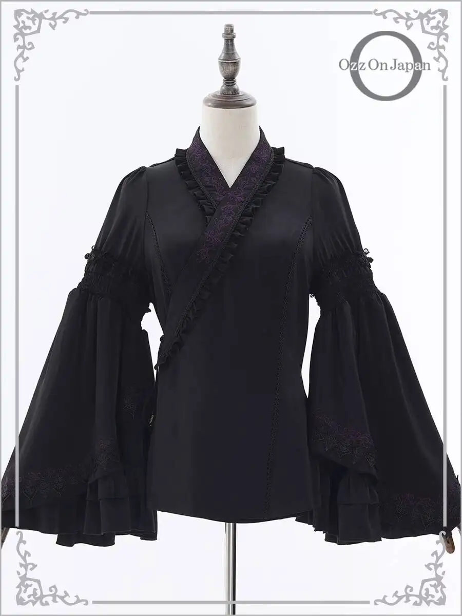 

Новая вышитая блузка с рюшами и перекрестным воротником для костюмов Луолита, фестивалей, карнавалов, Хэллоуина и косплея