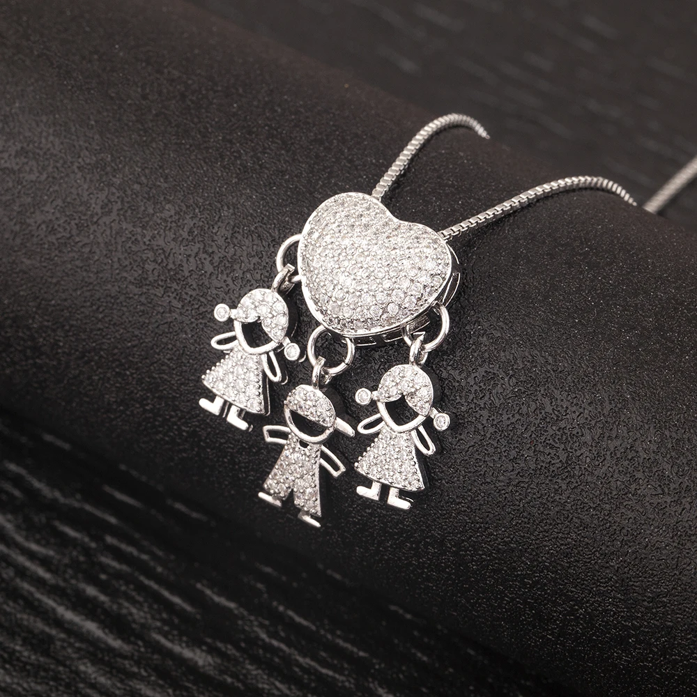 AIBEF Trendy Boy/Girl Pendant Necklaces Women Fashion Charm Cute Chain Choker Heart Family Jewelry Son/Daughter Birthday Gifts