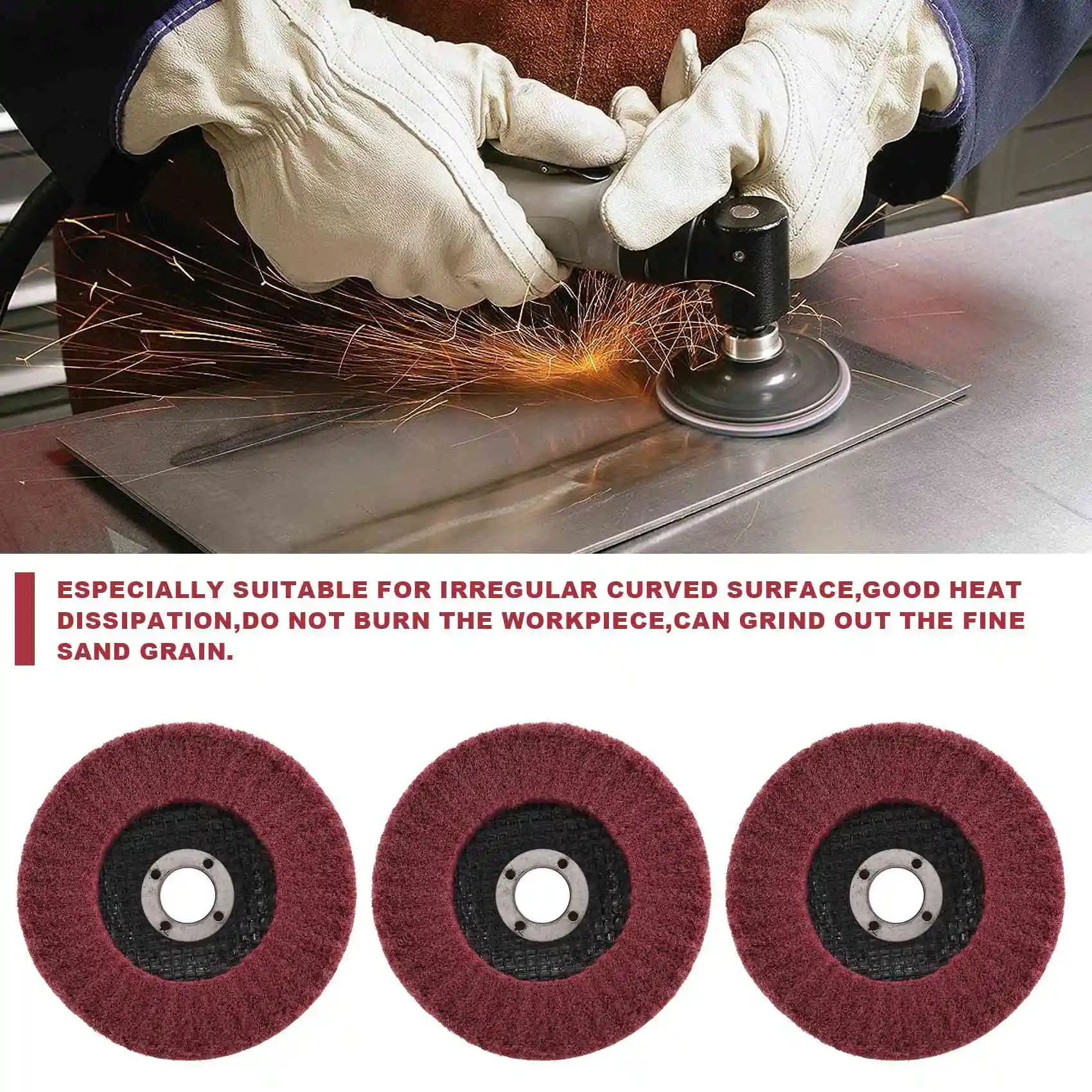 Disque à lamelles en fibre de nylon, 5 pièces, 4 pouces, pour meuleuse d'angle