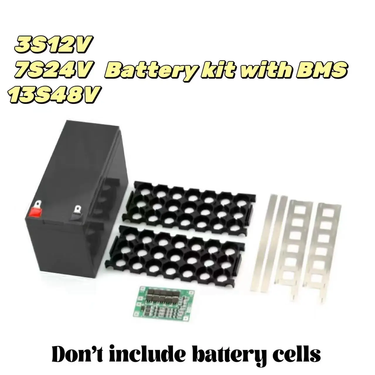 

3S 12V 7S 24V 13S 48V 6P 18650 Battery Kit with BMS Battery Bracket Plastic Shell set for Lithium Battery Scooter EV Ebike