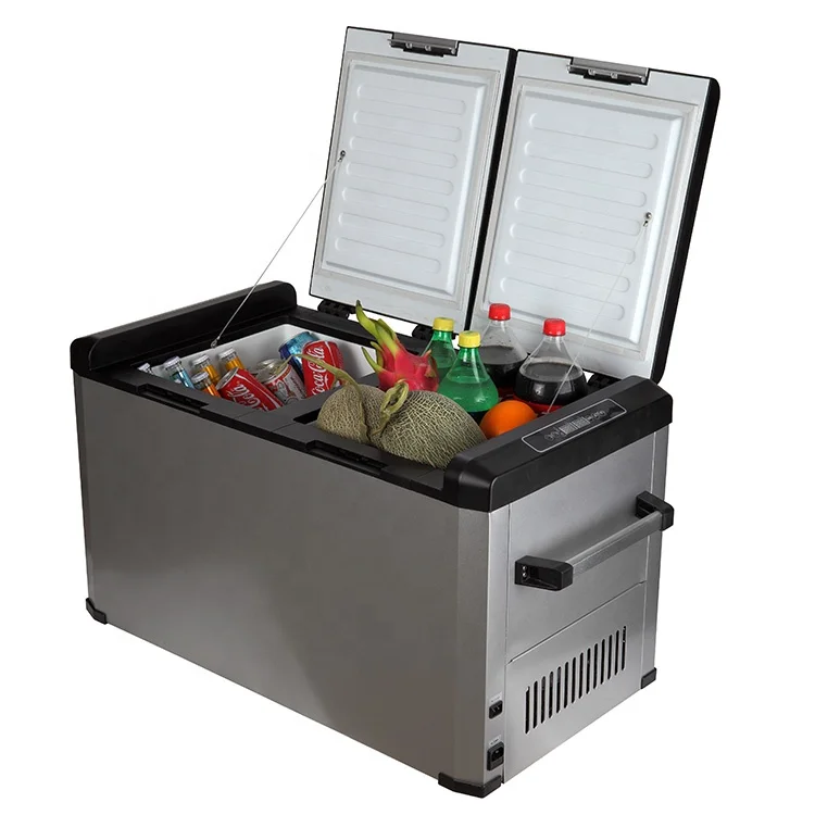 ตู้เย็นแช่แข็งแบบพกพา 60 ลิตร (ช่องแช่แข็ง 21 ลิตร ช่องแช่เย็น 39 ลิตร) ใช้ไฟ DC AC 12V สำหรับเรือ รถยนต์ เหมาะสำหรับการตั้งแคมป์