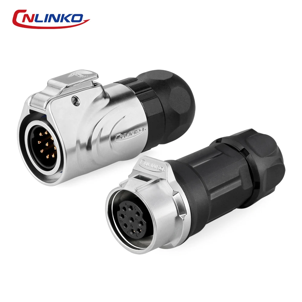 CNLINKO LP16 Metal Housing In-line Waterproof Connector IP68 Solder Type Circular Plug Socket for Industrial Automation & Solar