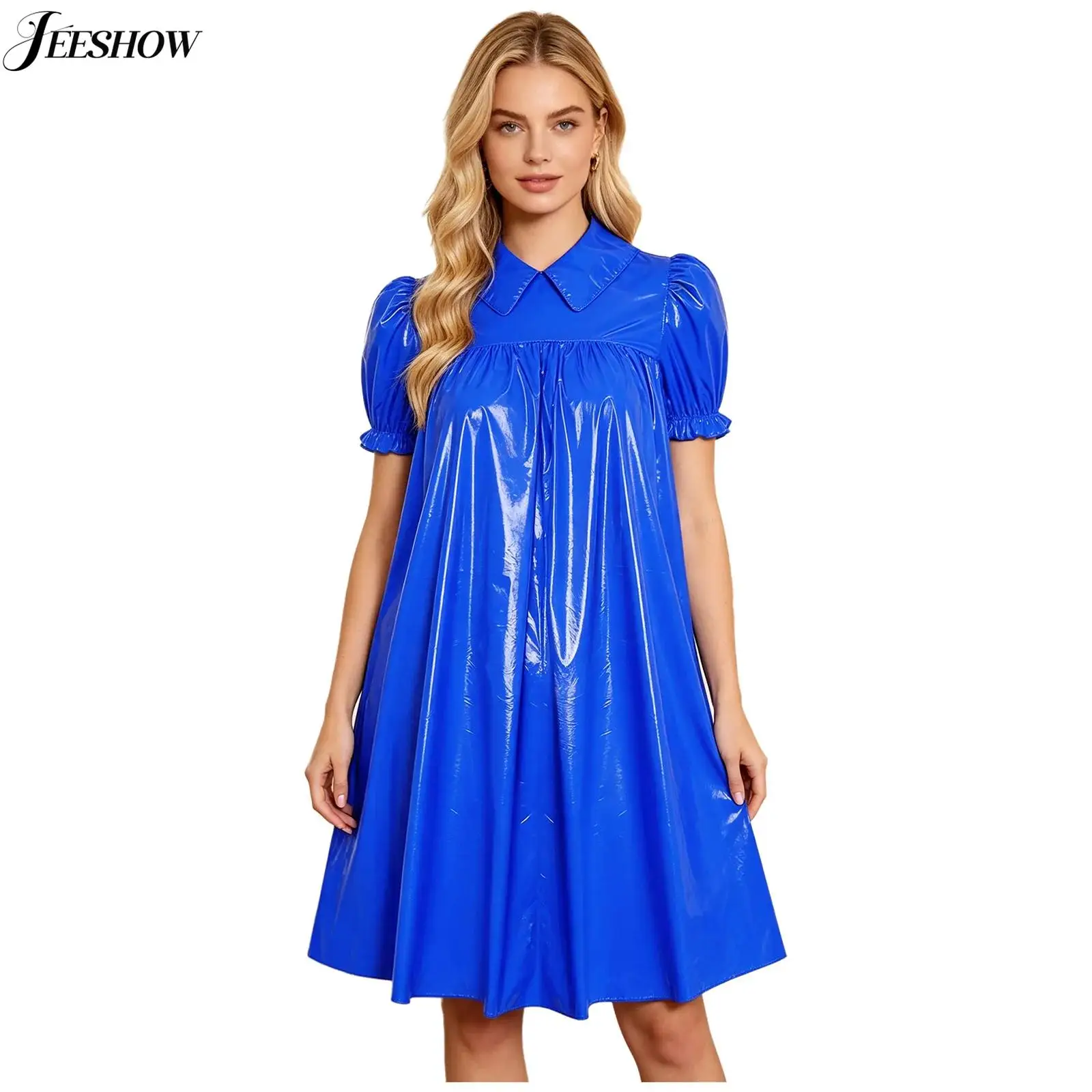 Womens Waterproof Nightgowns Solid Color Victorian Sleep Dress Puff Sleeve Empire Waist Back Zipper Nightdress Sleepwear - view 2