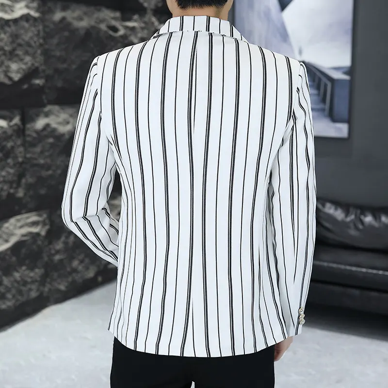 

Slim Fit Stripe Men's Suit Casual Trendy Youthful Single-Breasted Jaet Thin Four-Seasons Men's Western Sle Coat
