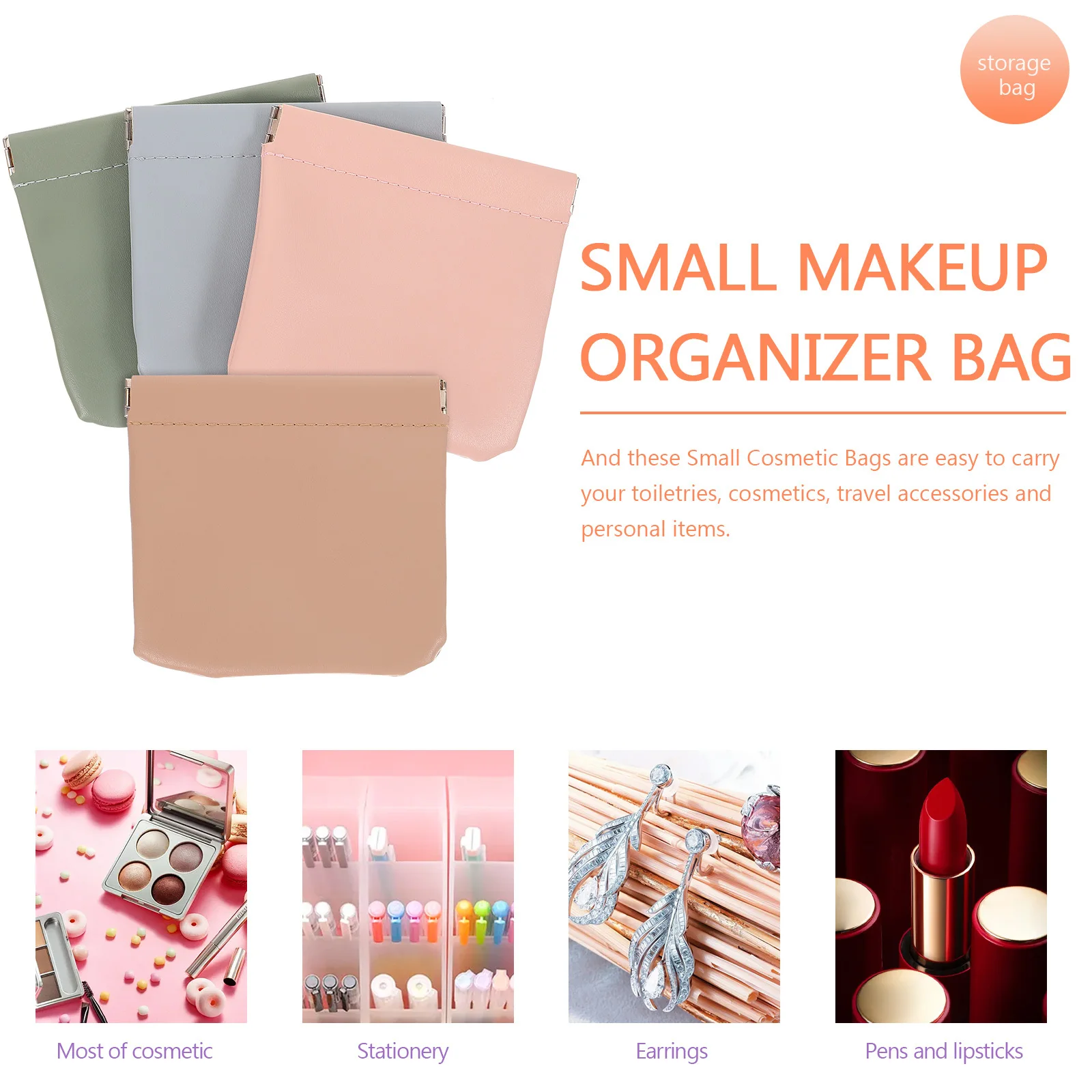 

4Pcs Portable Makeup Bag Small Organizer Waterproof Toiletry Pouch for Women Travel Essentials Lightweight Storage Case