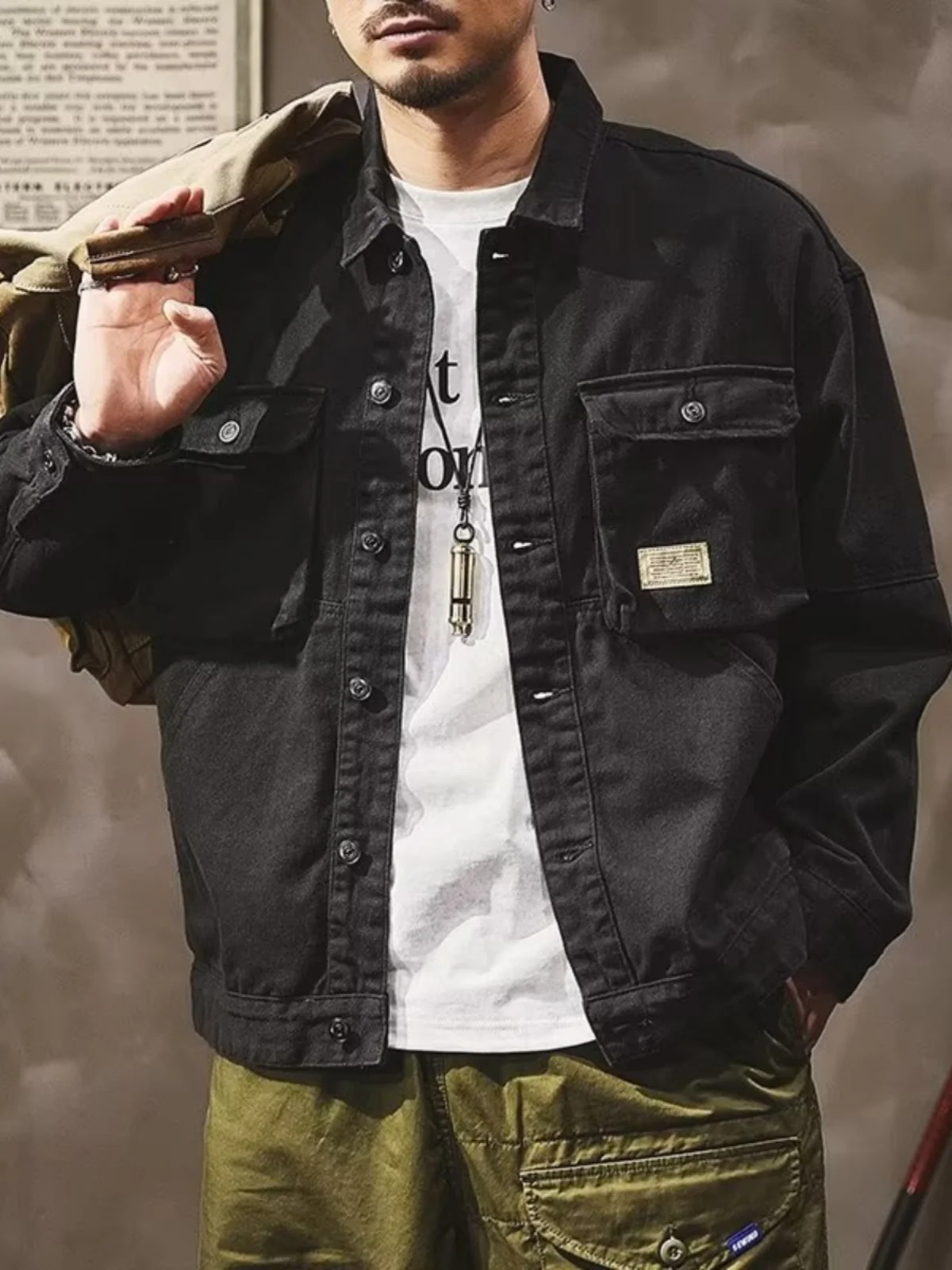 

Американская классическая рабочая одежда в стиле ретро, мужская свободная куртка большого размера, жесткая мужская охотничья одежда, джинсовая куртка для мужчин