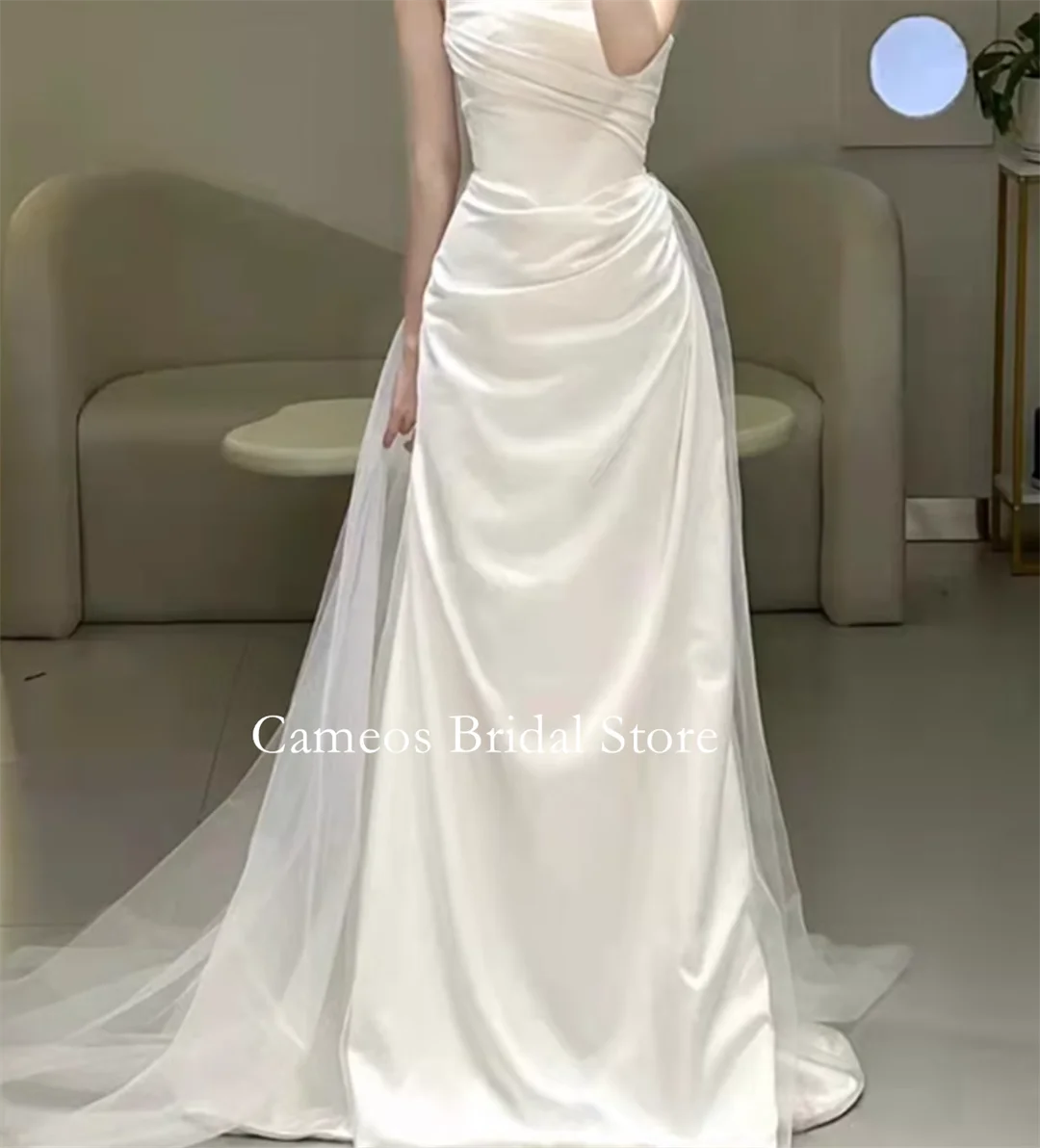 Colavis Asta Korean Off-Shoulder Wedding Dress  Satin Long Sleeves Bride Dress 웨딩드레스 Photoshoot  Wedding Gown Bridal Customized