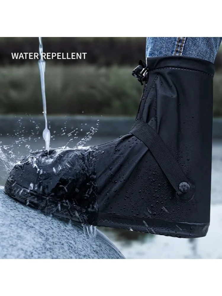AliExpress NONE 1Pair High Top Waterproof Shoe Covers Black Anti-Slip Reusable for Motorcycle Cycling Bike Men Women Overshoes PVC Protectors