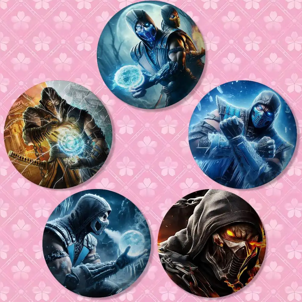 Game M-Mortals K-Kombats Cool Brooches Stylish Ornament Pins Exquisite Round Badge Bag Accessories Jewelry Gifts