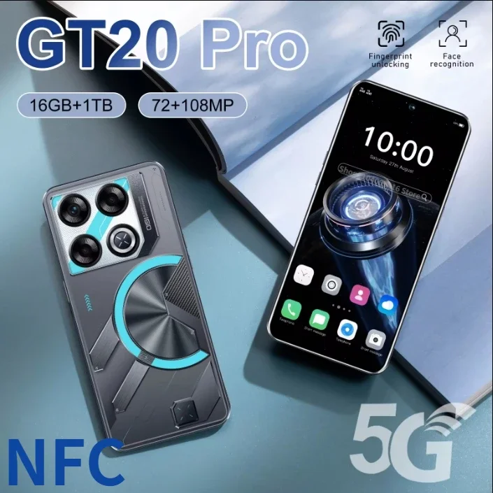 

2024 New Smartphone GT20 Pro Mobile Phone 7.3 inch HD 16G+1TB Cell Phone 5G Dual SIM Handphone 8000mAh Face Unlocked Android14.0