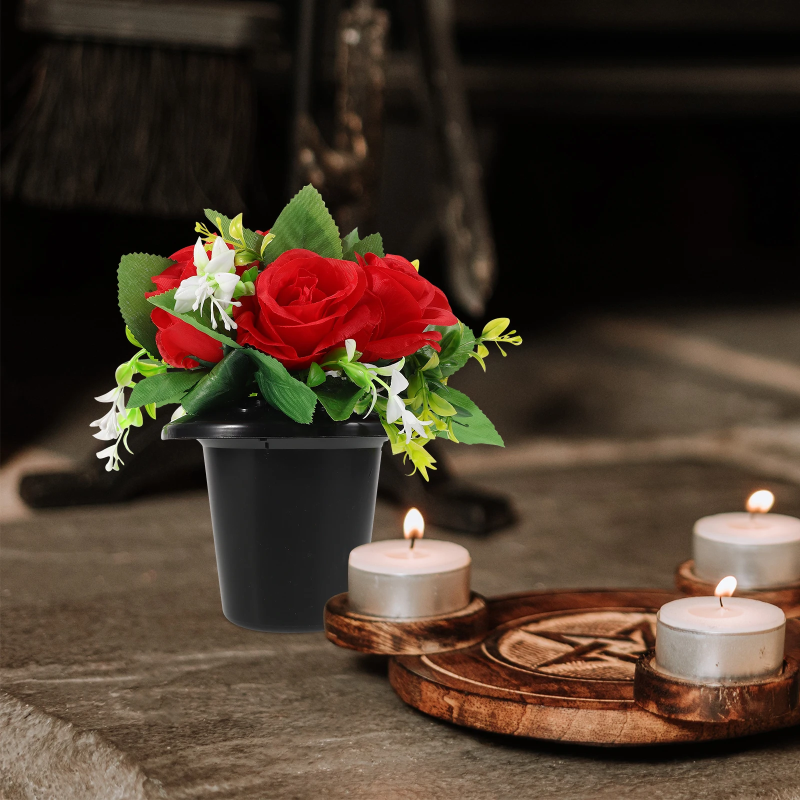 

Artificial Flowers Cemetery Decoration Silk Cloth Plastic Waterproof Grave Flowers Tombstone Decorations for Gravesites Small