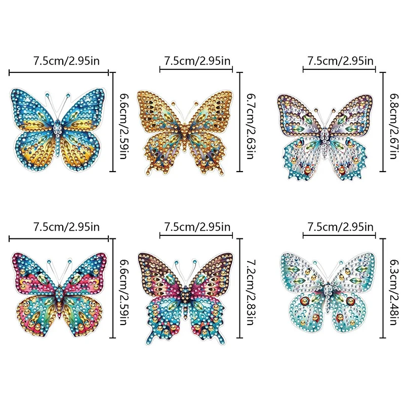 HOMFUN 6 pz/set fai da te farfalla a forma speciale pittura diamante 5D Kit gancio chiave a parete ricamo strass decorazioni per la casa regalo