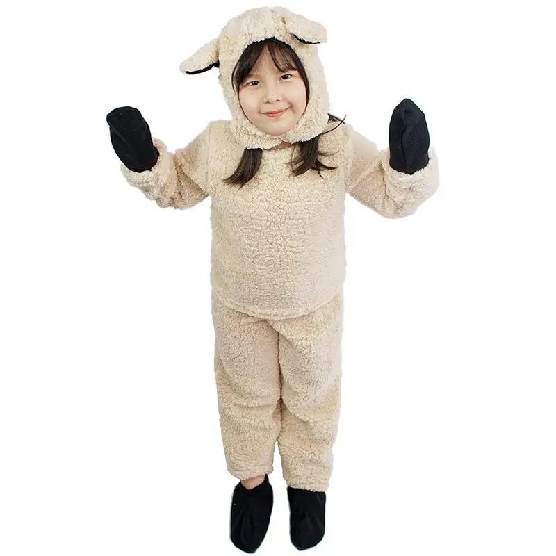 

Children Cosplay Little Sheep Costume Holiday Party School Stage Costumes Funny Hooded Onesie Set Stage Performance Clothes