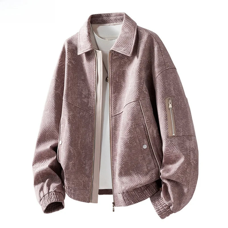 

Trendy Quali Men's Jaet Spring Autumn plus Size Loose Casual Outerwear Faionable Patchwork Square Collar for Plump Men