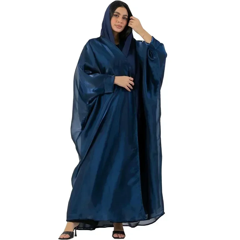 Eid Djellaba Satin Abayas for Women Muslim Maxi Dress Turkey Kaftan Dubai Kimono Cardigan Open Abaya Robe Kebaya Islam Jalabiya - Image 6