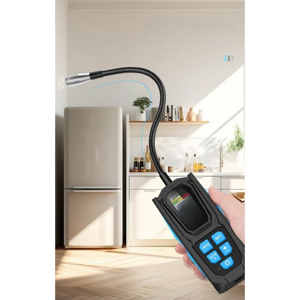 Medidor de Refrigerante-Halógeno HD02, Detector de Fugas de Aire Acondicionado R22, R32, R134a, Probador de Gas Refrigerante para HVAC y Aire Acondicionado