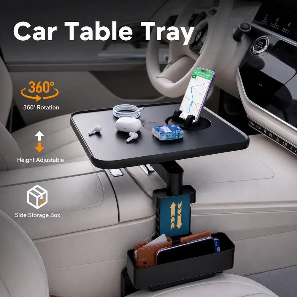 Auto-Montierter Hängender Kleiner Tisch mit Drehbarem Innensitz, Getränkehalter, Esstisch, Universeller Multifunktionaler Autotisch – Detail 6