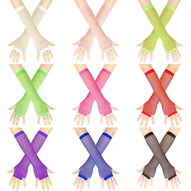 Fingerless Glove Knit - 1Pair Womens Long Fishnet Net Gloves