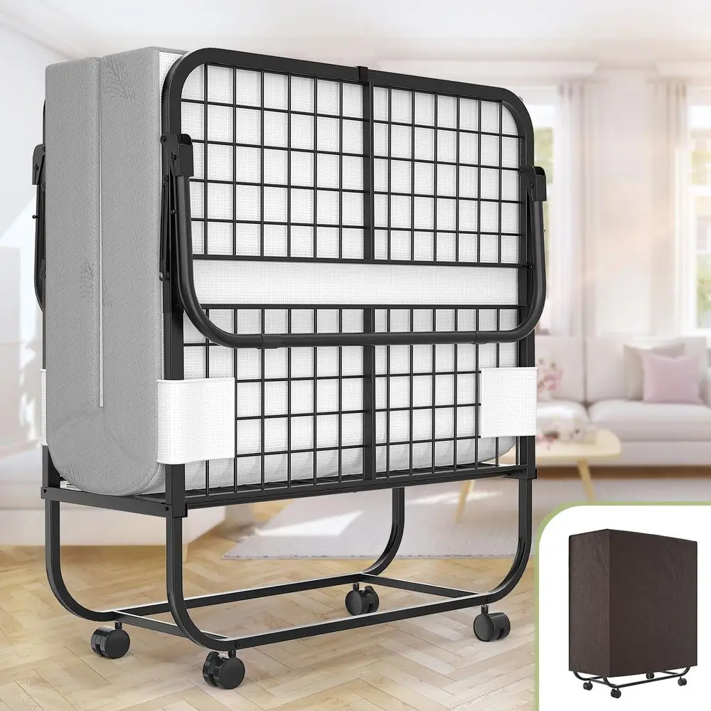 

Twin Folding Bed with Mattress, 75 x 38 Folded Bed, Portable Rollaway Bed Guest Beds for Adults, Foldable Beds with Memory Foam