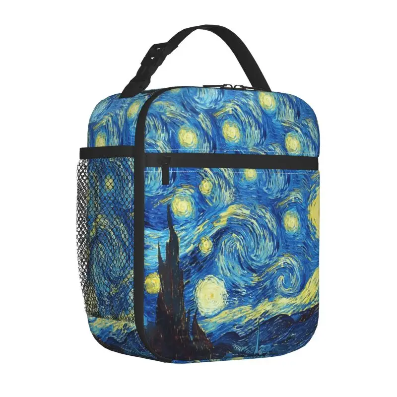 Van Gogh The Starry Night Art Insulated Lunch Bag Portable Waterproof Oxford Thermal Lunch Bag Food Bento Box for Work School