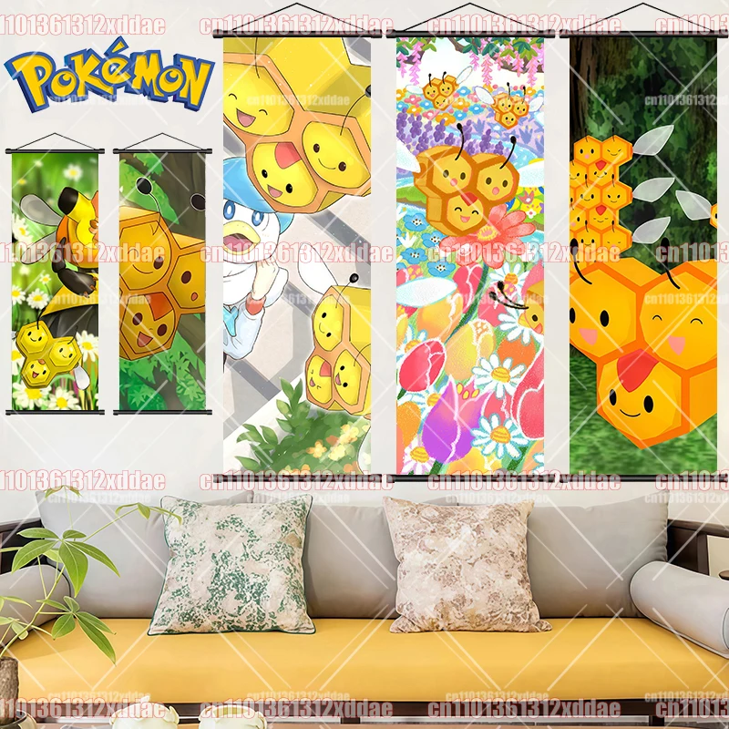 

Printed Pokémon Anime Pokemon Combee Poster Wall Art Cloth Painting Home Room Decor Scroll Painting Kids Gift