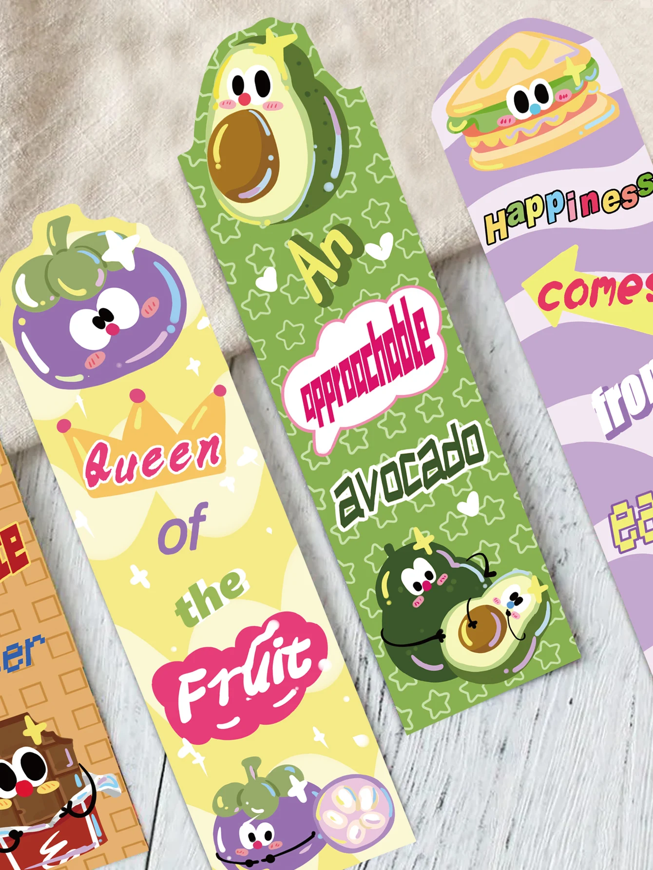 30pcs Fruit Shaped bookmark Food cartoon cute Reading pages Book label Student Children stationery Creative gift paper cards