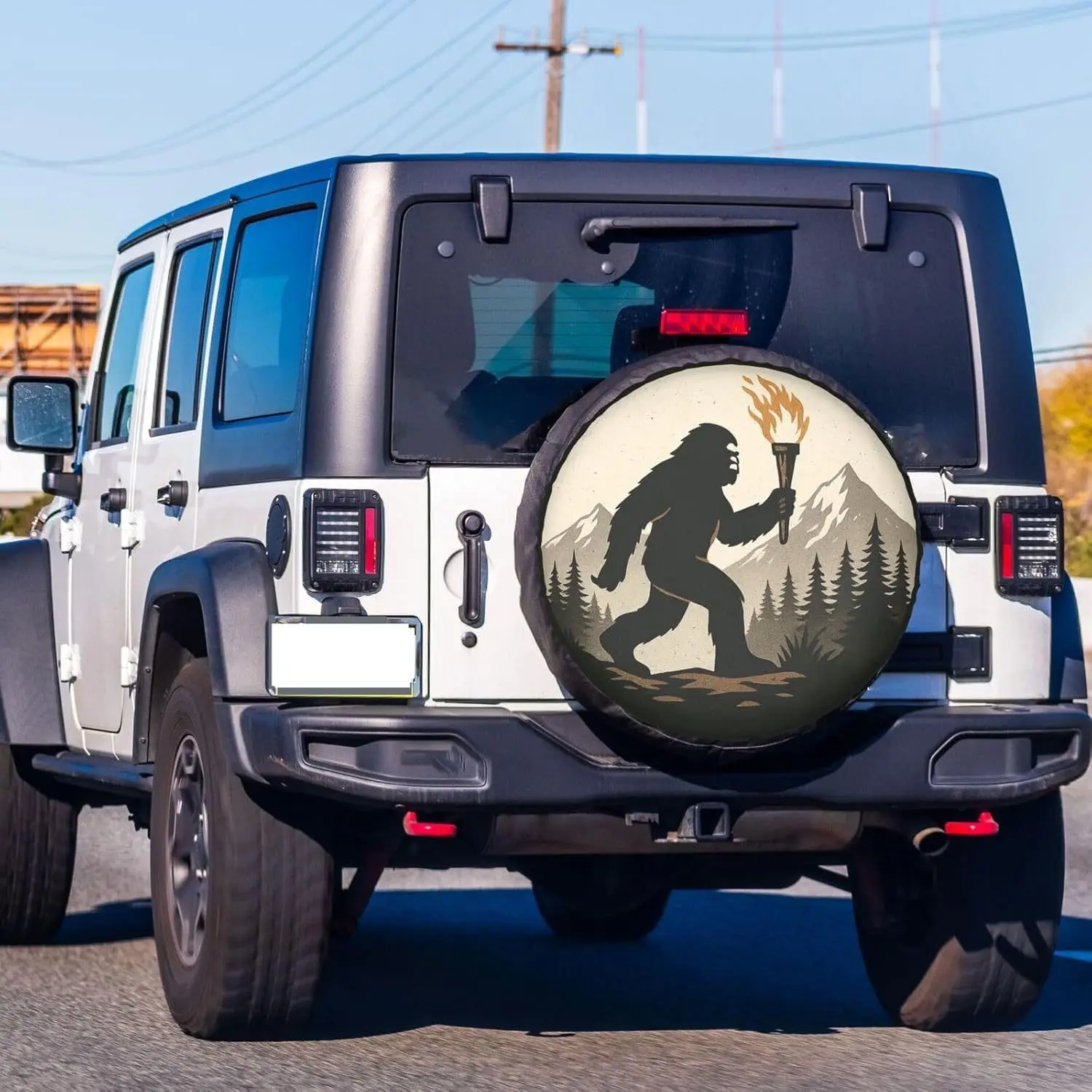 1pc Wild Man With Torch Spare Tire Cover, Universal Waterproof And Dust-Proof Tire Protectors Suitable For Jeep, Trailer, RV, Va
