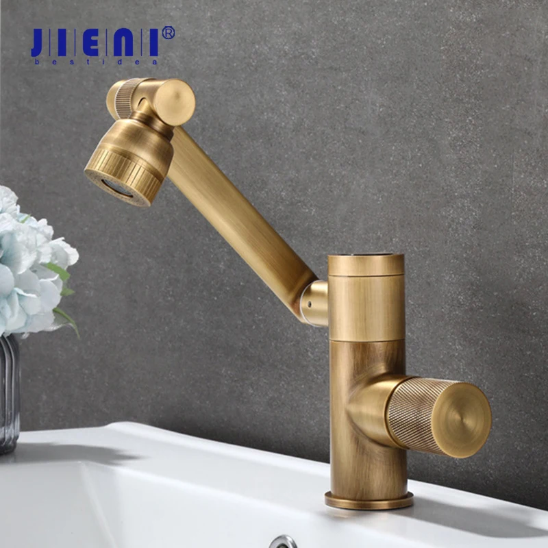 

JIENI Antique Brass Bathroom Sink Faucets Art Lucky Cat Washbasin Faucets Modern Toilet Vanity LED Digital Display Mixer Taps