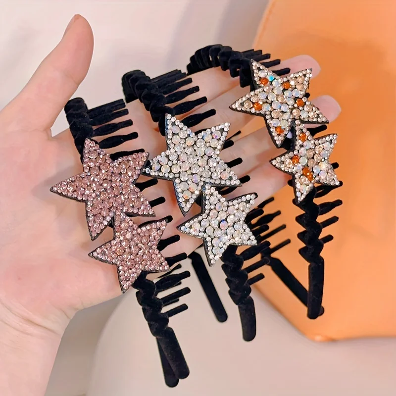 Korea Fashion 2/3PCS Simple Crystal Headbands Face Wash Hairbands Women New Velvet Rhinestone Hair Hoop Bezel Hair Accessories