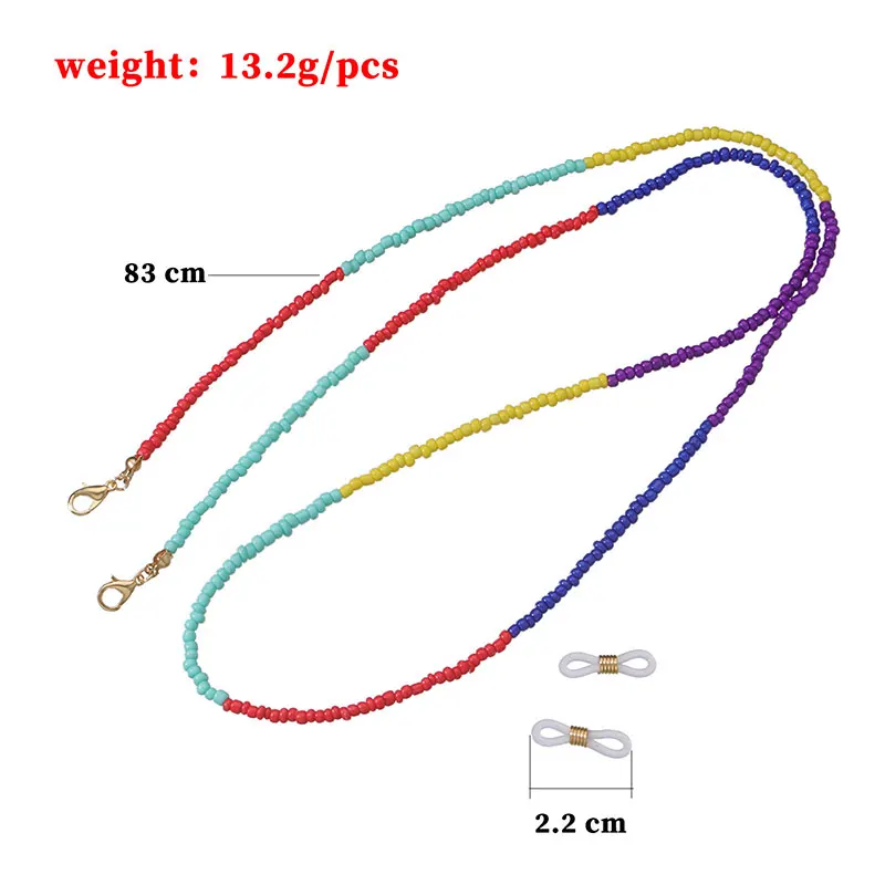 Colorful Beads Glasses Chains Bohemia Women Face Mask Hanging Strap Non-slip Eyeglasses Holder Lanyard Neck Hang Rope for Women