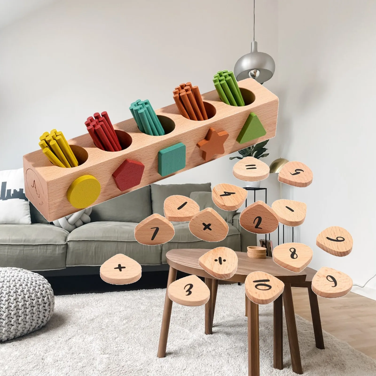 Wooden Educational Shape Matching Toy Early Learning Color and Shape Sorting Box Geometric Matching Blocks Set Non-Electric