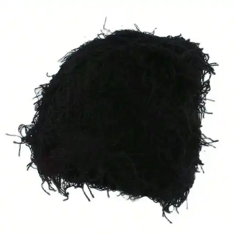 Black Winter Balaclava Beanie for Men, Street Punk Knitted Hat for Autumn Wear, Casual Outfits and Outdoor Daily Use