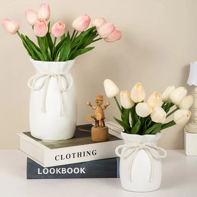 

Bow Design Plastic Flower Vase, Modern Nordic Decorative Vase for Wedding Living Room Office Bedroom, Tabletop Home Decor