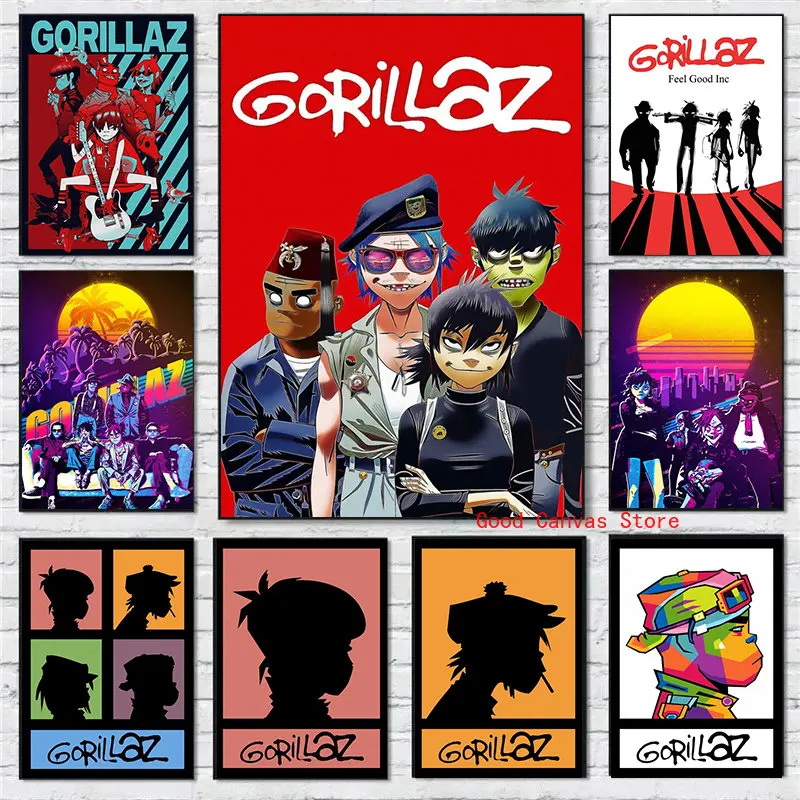 Gorillaz Posters Artwork Music Band Rock Rap Demon Days 2-D Singer Canvas Painting HD Print Wall Art Bar Kawaii Room Home Decor