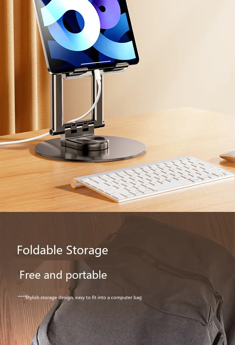 Desktop-Tablet-Ständer, Teleskopisch, Faltbar, Drehbar, Lazy-Halterung für Live-Streaming, Video, Online-Kurse, für Zuhause und Büro – Detail 11