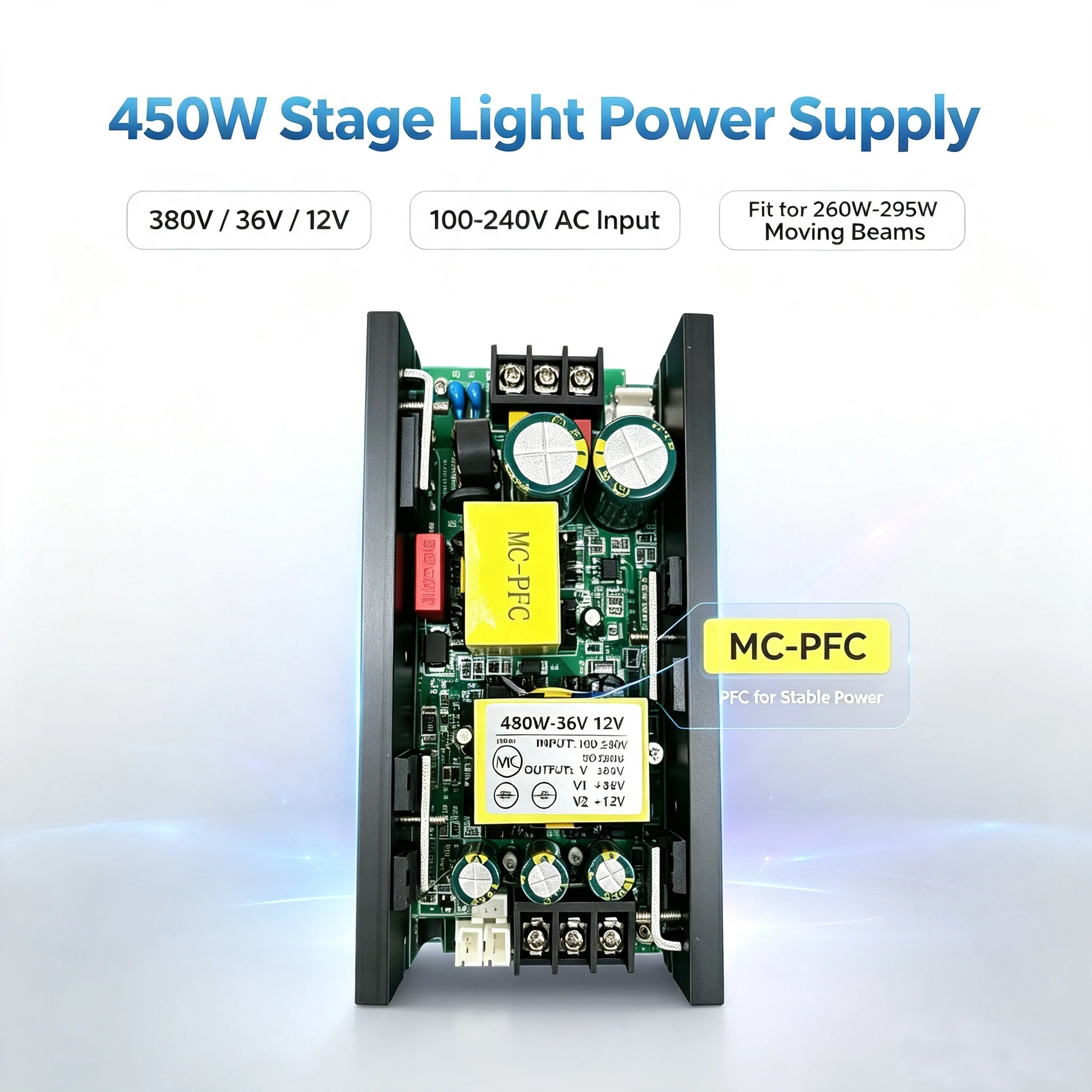 POWER SUPPLY Fit For 260W 275W 295W 280W Moving Beam Lamp universal Driver Power Supply Board Cost-Effective 450W 380V 36V 12V