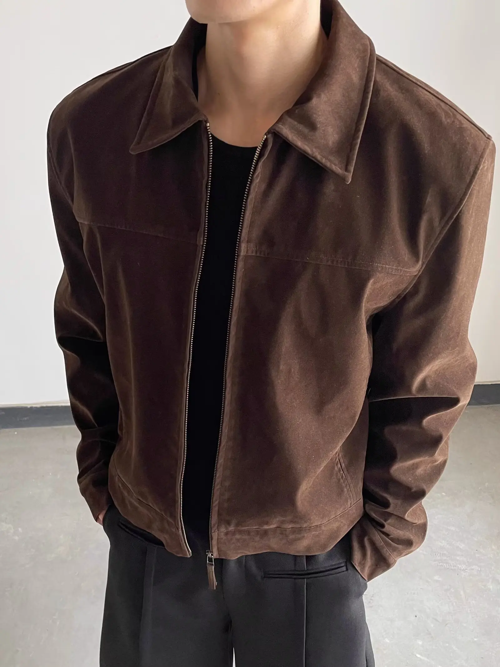 

Весенне-осеннее мужское повседневное тюре с лацканами, свободное универсальное верхнее пальто, замшевое пальто с правильным волнистым принтом, модное пальто