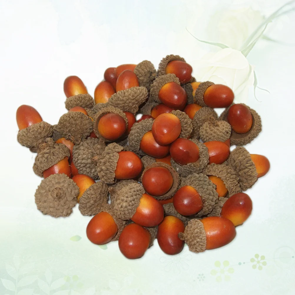 100 قطعة ديكور البلوط المقلد المكسرات الاصطناعية للمنزل المطبخ حفل زفاف عطلة الديكور الزخرفية الجوزان طاولة احتفالية