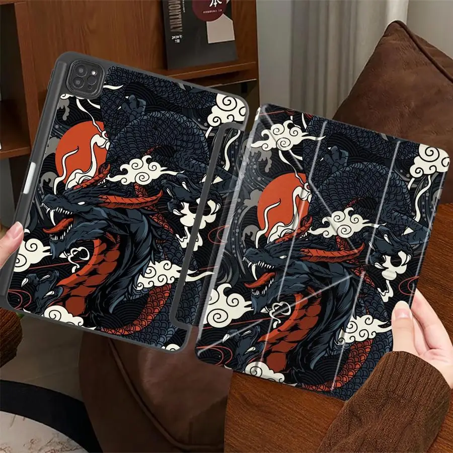 

Holder Cover Tablet Case For iPad Pro 11th 10th 9th 8th 7th 12.9inch Pro 2025 Mini 6 7 Air 4 5 M3 M2 1 2 M4 11inch Retro Dragon