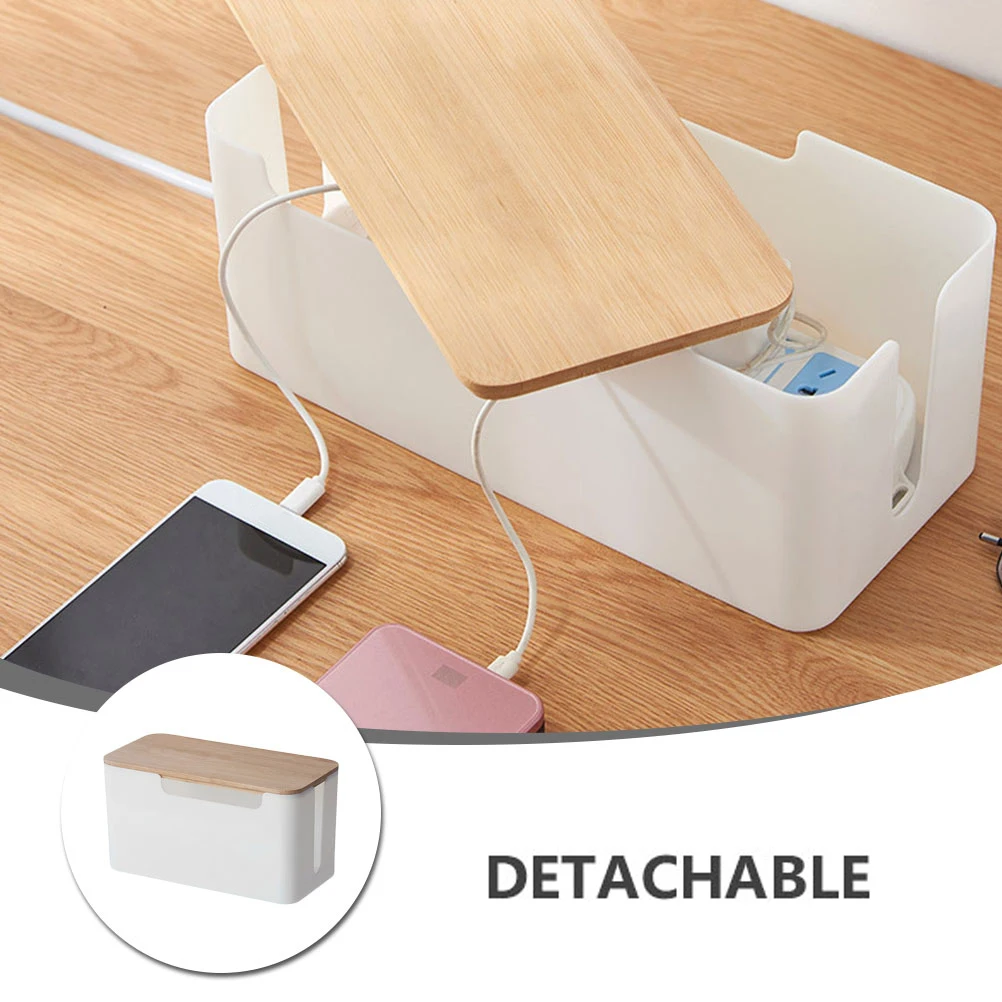 

Router Storage Box Cable Organizer Case Premium Material Bamboo Long Use Organize Cables Power Cords Small Items Save