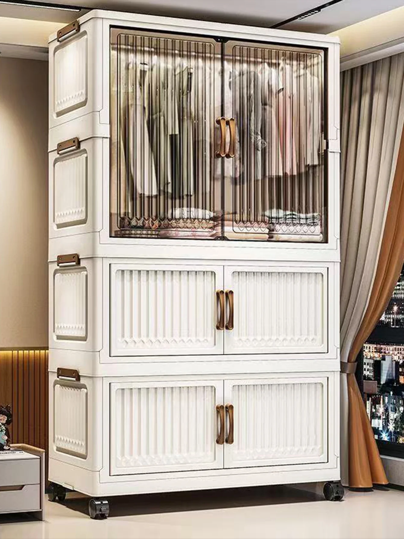 

Foldable Storage Cabinet Dustproof Wardrobe Home Organization Solution with Adjustable Shelves for Bedroom Living Room