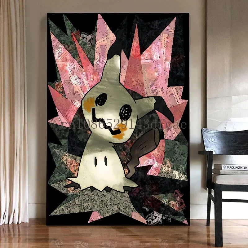 Classic Pokemon HD Canvas Painting Anime Figures Mimikyu Poster Print Watercolor Wall Art Picture Modern Home Decor Kids Gifts